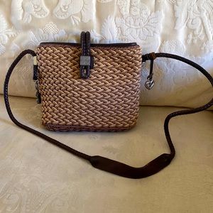 Brighton straw purse with leather handle